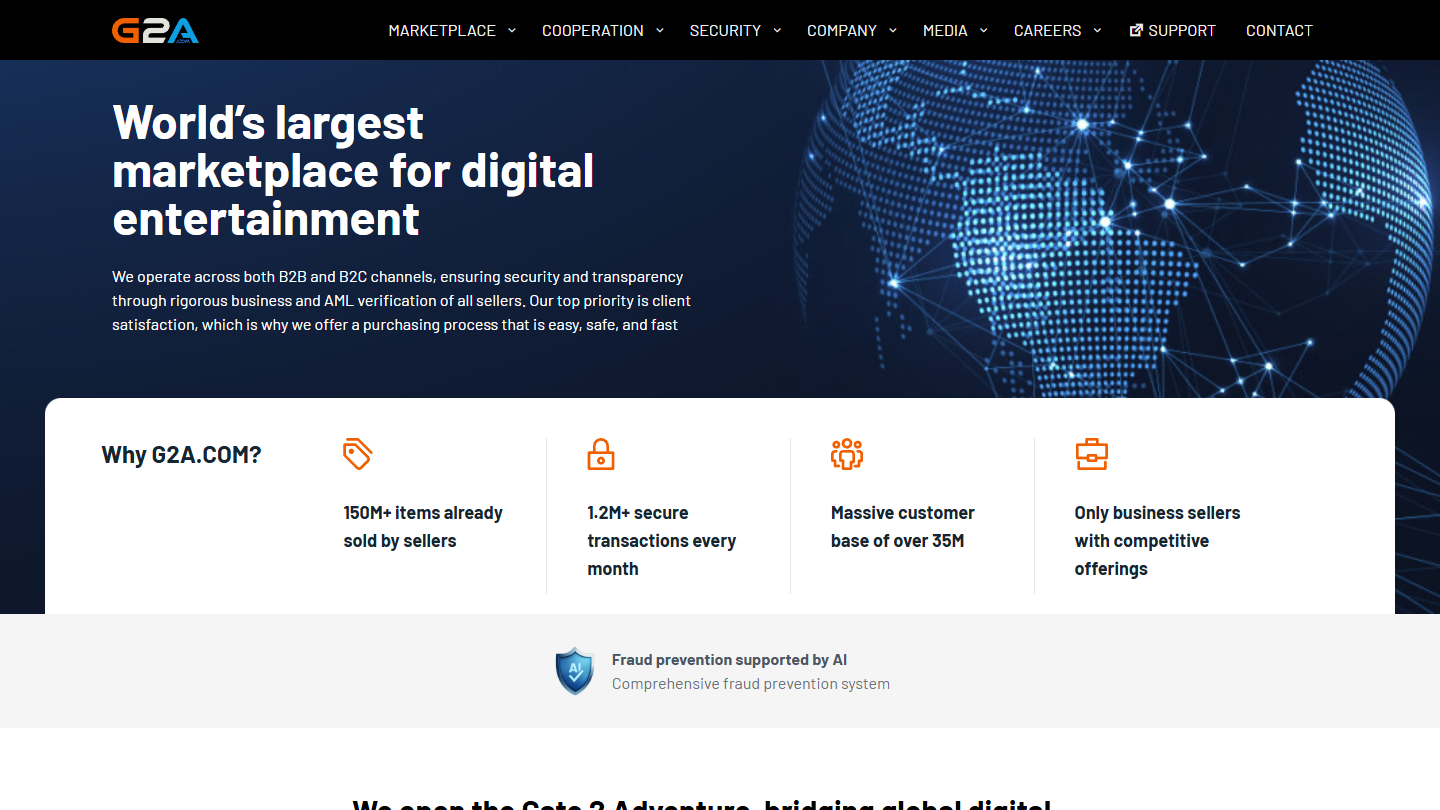 G2A Digital Marketplace highlighted page